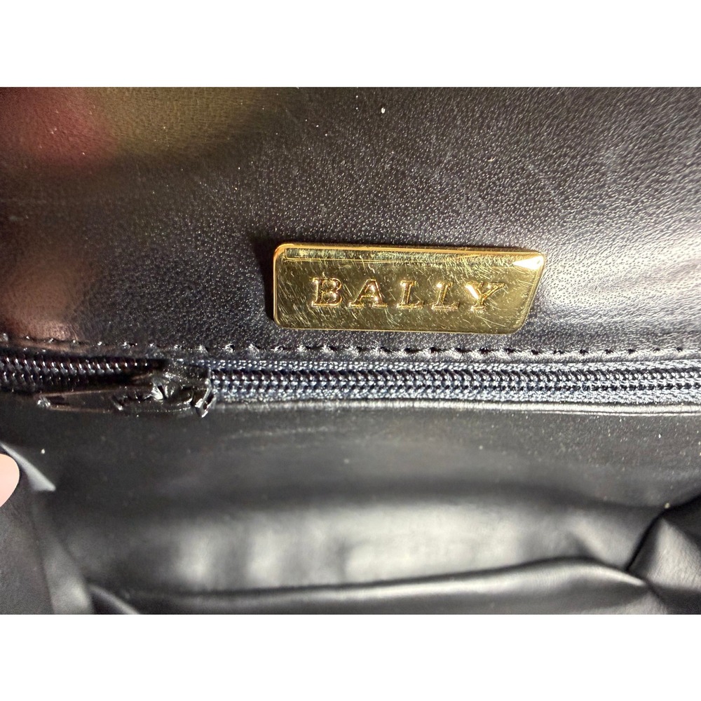 Vintage Bally Black Woven Suede Leather Top Handle Bag Gold Hardware - Picture 13 of 15